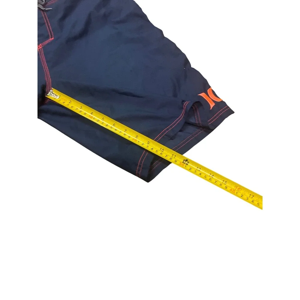 Hurley Mens Navy Blue Orange Contrast Stitch Board Shorts Cargo‎ Pocket Size 38